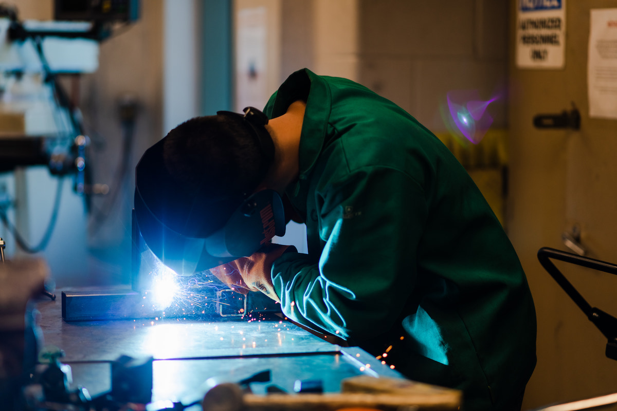 Engineering student welding