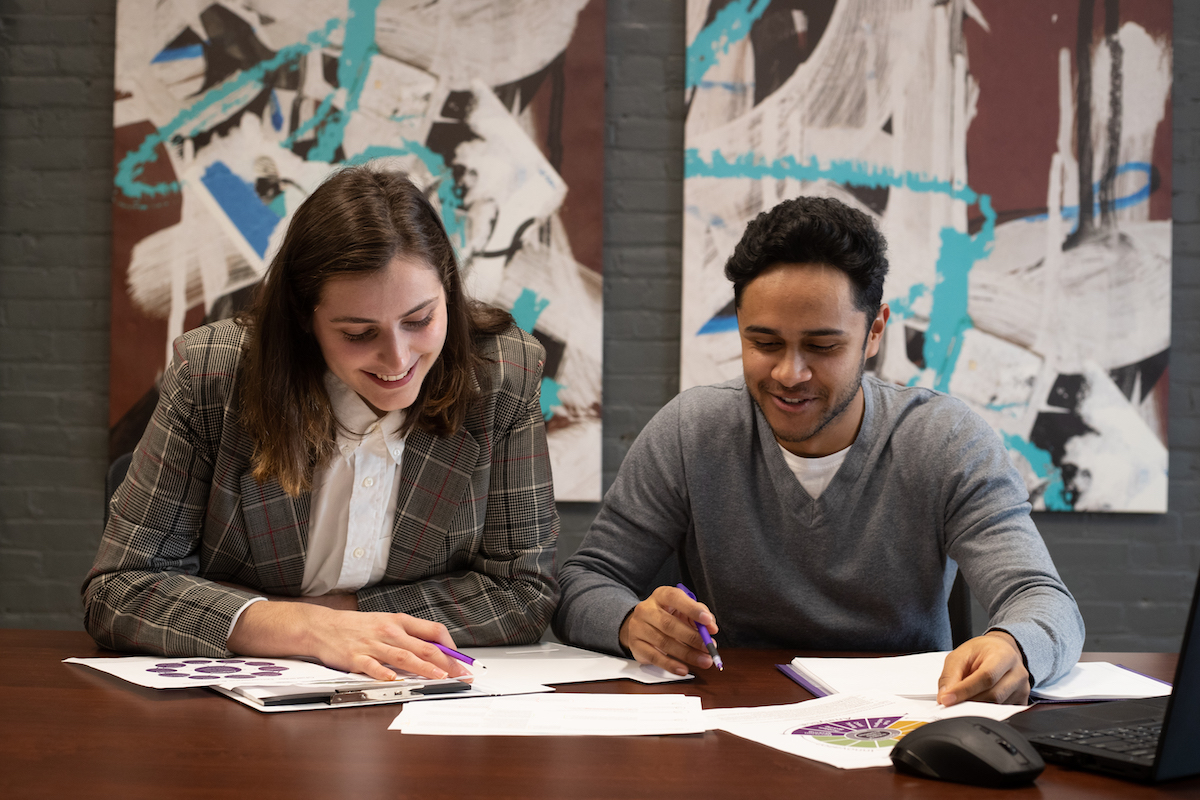 Management students on a internship