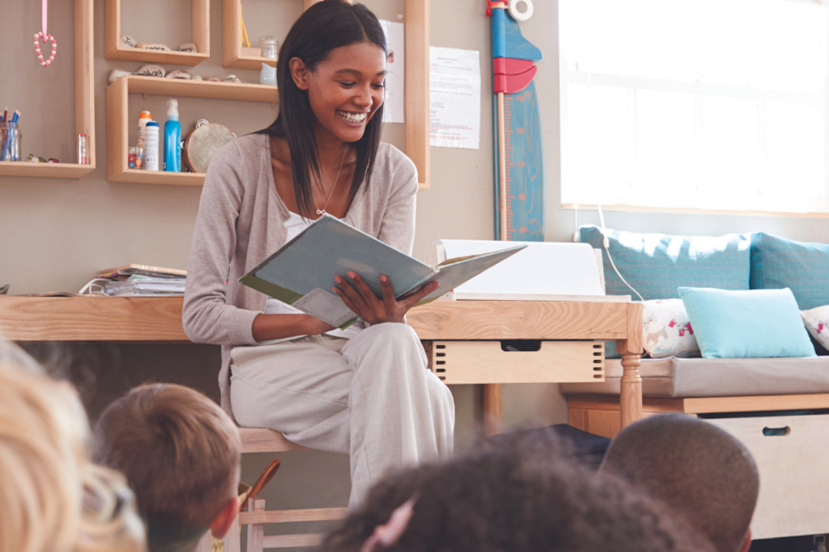 Student teacher in classroom