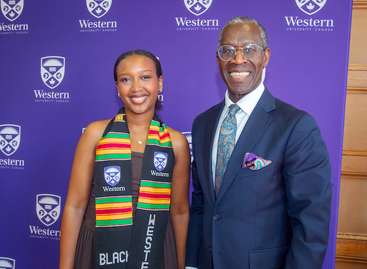The ASA Co-President at Black graduation with the Associate Vice-President of Equity, Diversity and Inclusion