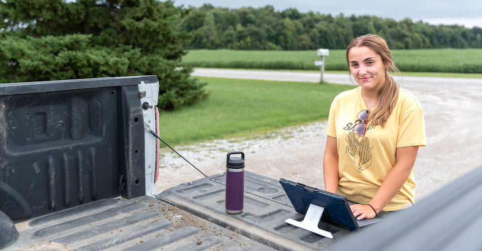 Emma Ouellette on her family farm