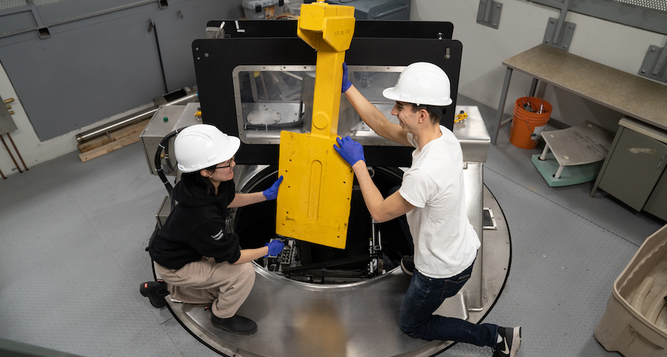 Engineering students working on a project