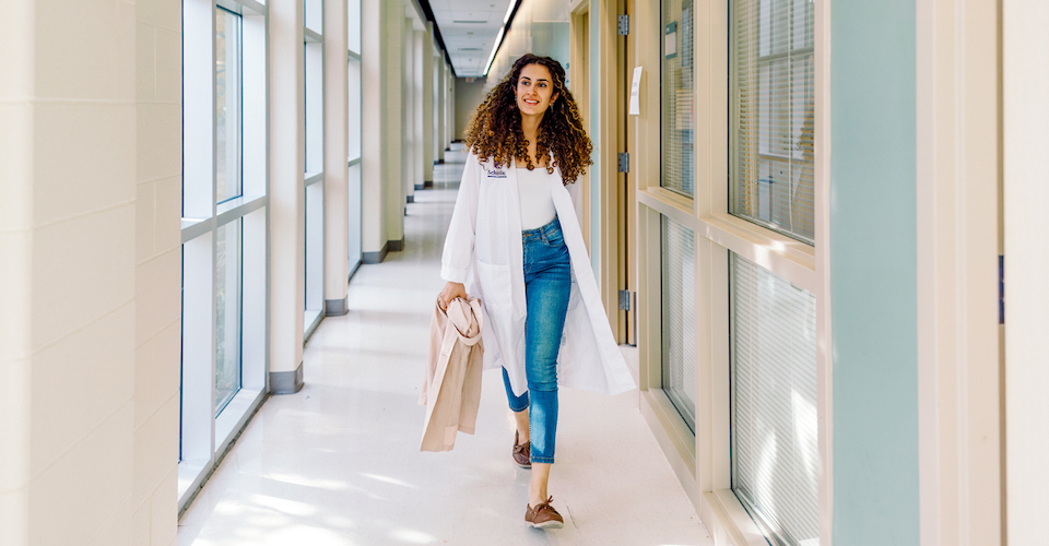 Student in lab coat