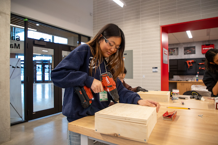 Student creating a prototype