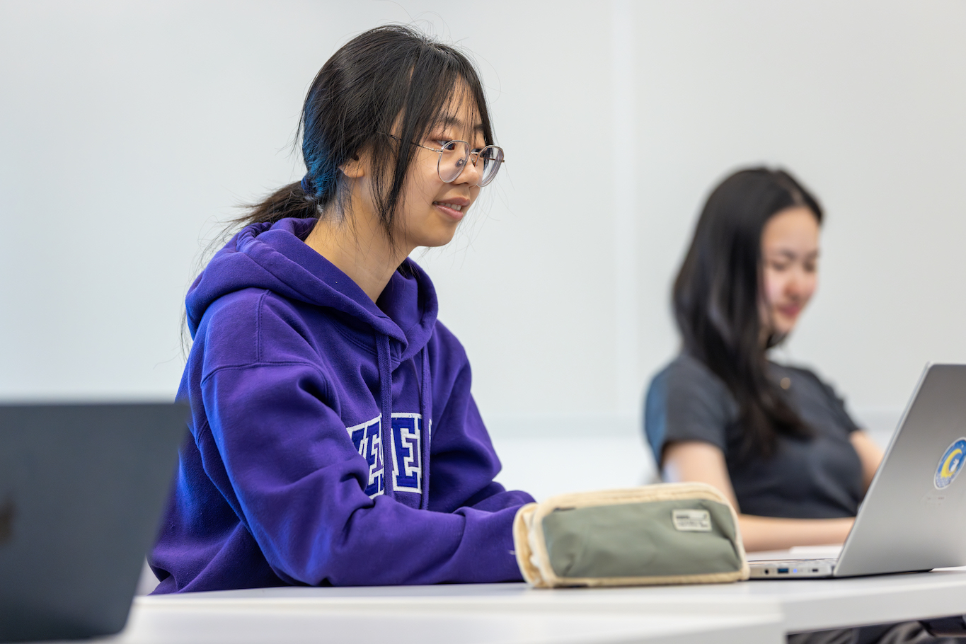 student looking at computer