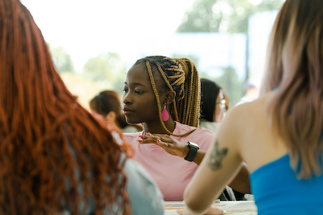 Black international student at an event